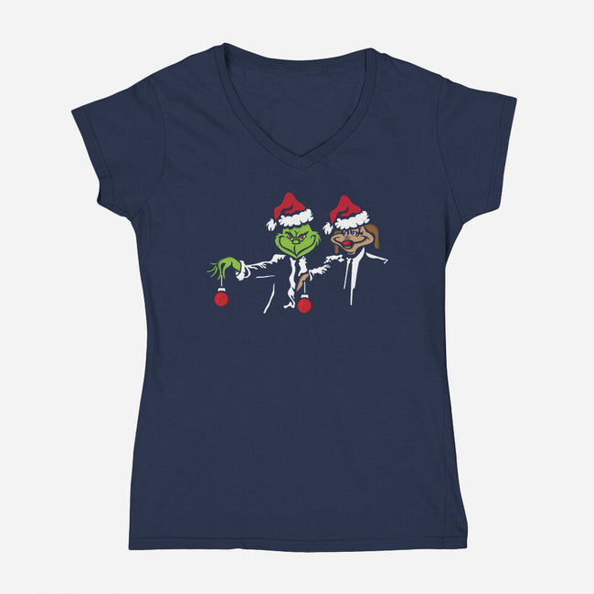 Christmas Fiction-womens v-neck tee-jrberger