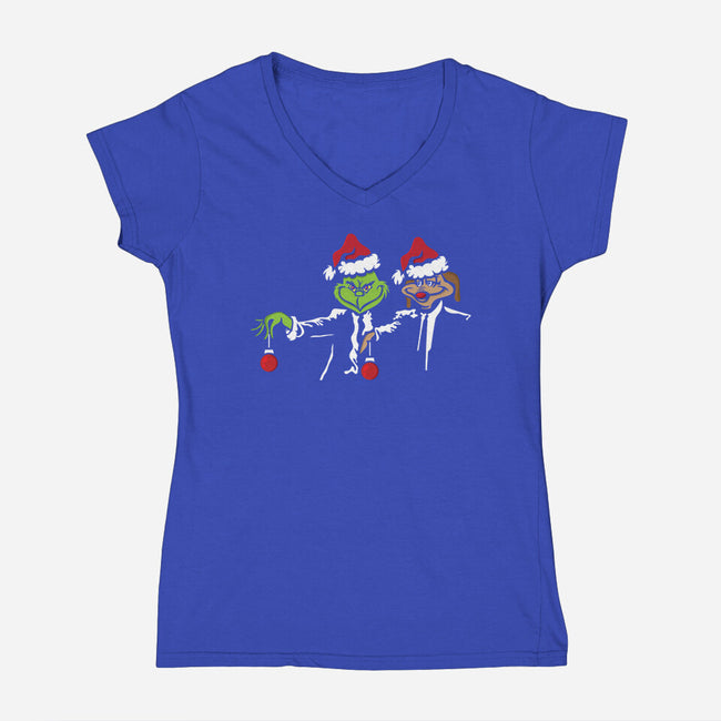 Christmas Fiction-womens v-neck tee-jrberger