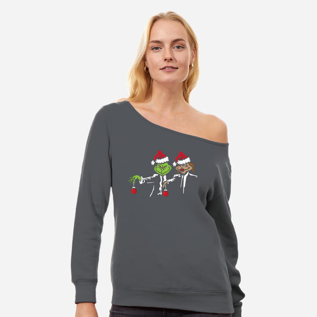 Christmas Fiction-womens off shoulder sweatshirt-jrberger