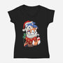Stocking Stuffer Hedgehog-womens v-neck tee-DoOomcat