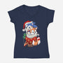 Stocking Stuffer Hedgehog-womens v-neck tee-DoOomcat