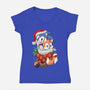 Stocking Stuffer Hedgehog-womens v-neck tee-DoOomcat
