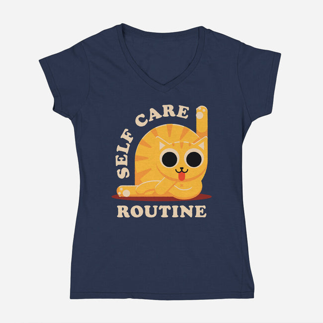 Self Care Routine-womens v-neck tee-zawitees