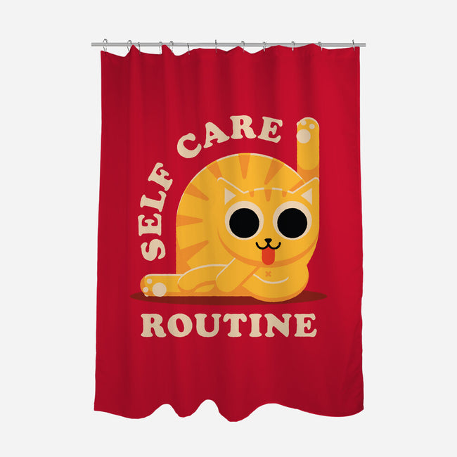 Self Care Routine-none polyester shower curtain-zawitees