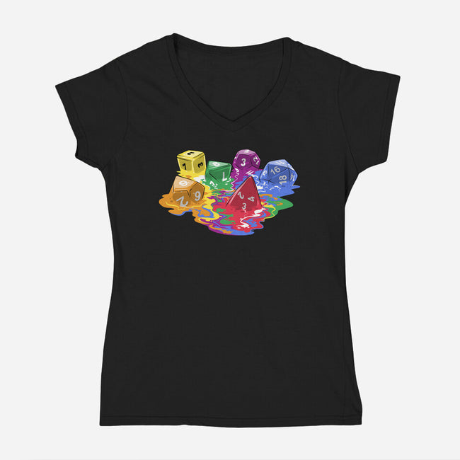 Melting Dice-womens v-neck tee-zascanauta