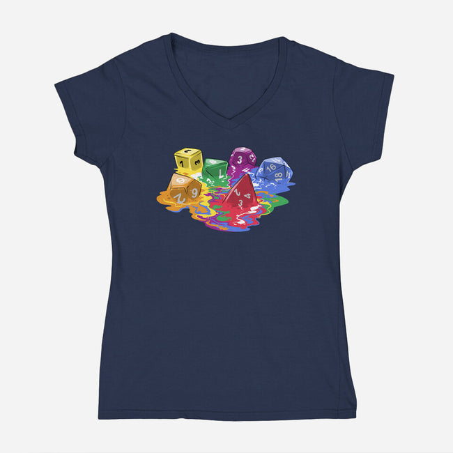 Melting Dice-womens v-neck tee-zascanauta