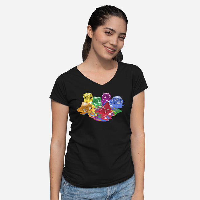 Melting Dice-womens v-neck tee-zascanauta