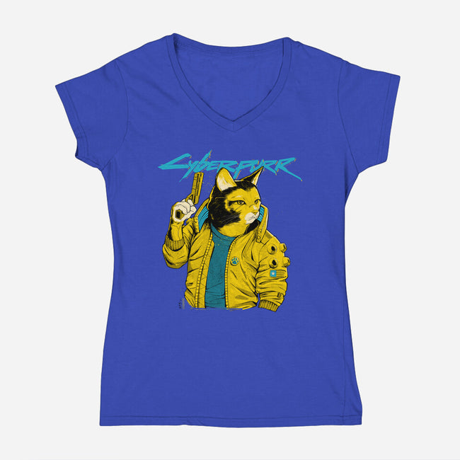 Cyberpurr-womens v-neck tee-Hafaell