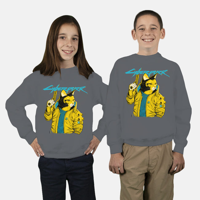 Cyberpurr-youth crew neck sweatshirt-Hafaell