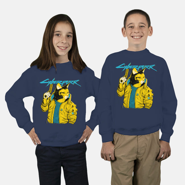 Cyberpurr-youth crew neck sweatshirt-Hafaell