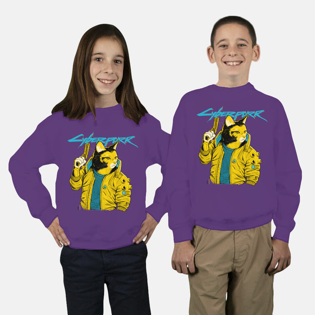 Cyberpurr-youth crew neck sweatshirt-Hafaell