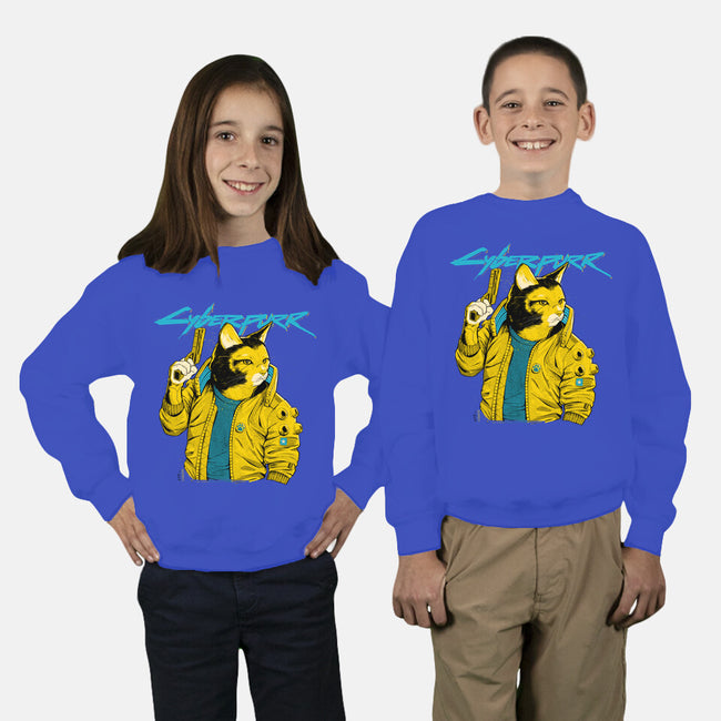 Cyberpurr-youth crew neck sweatshirt-Hafaell