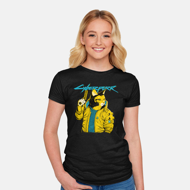 Cyberpurr-womens fitted tee-Hafaell