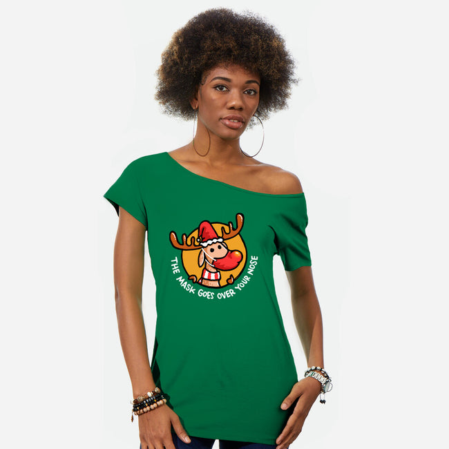 The Mask Goes Over Your Nose-womens off shoulder tee-Wenceslao A Romero