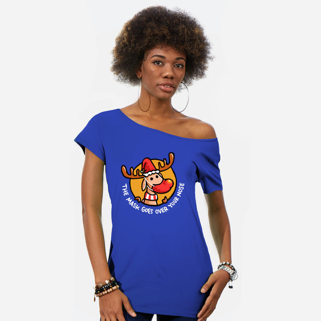 The Mask Goes Over Your Nose-womens off shoulder tee-Wenceslao A Romero