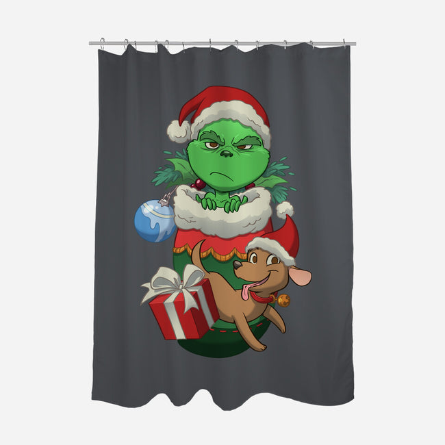 Grump-none polyester shower curtain-DoOomcat