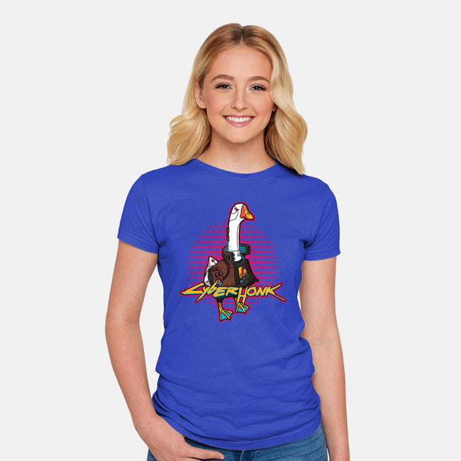 Cyberhonk-womens fitted tee-theteenosaur