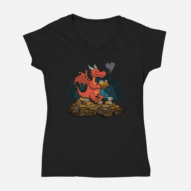Book Cave-womens v-neck tee-spiritgreen