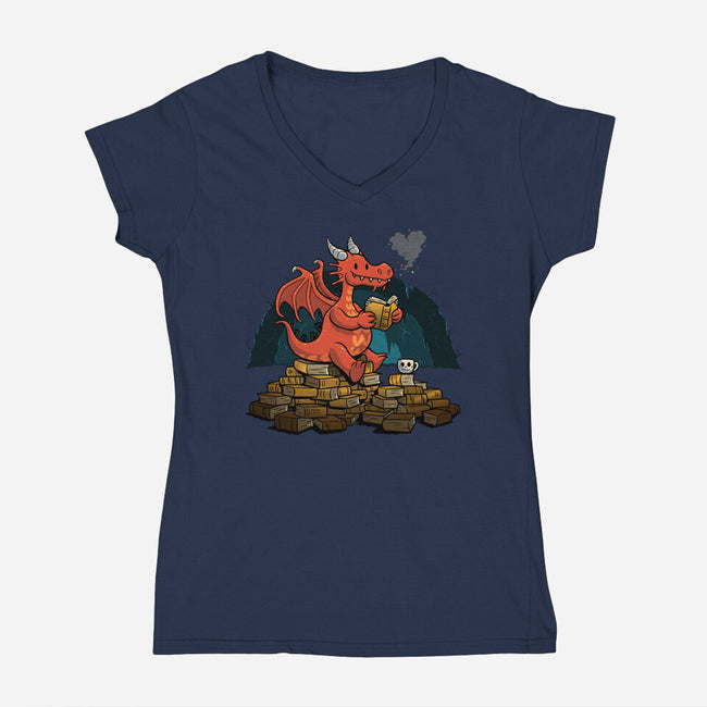 Book Cave-womens v-neck tee-spiritgreen