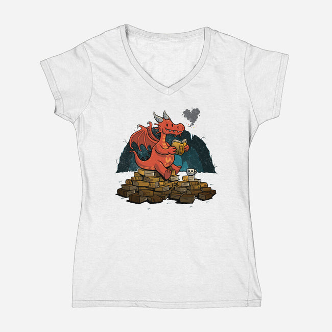 Book Cave-womens v-neck tee-spiritgreen