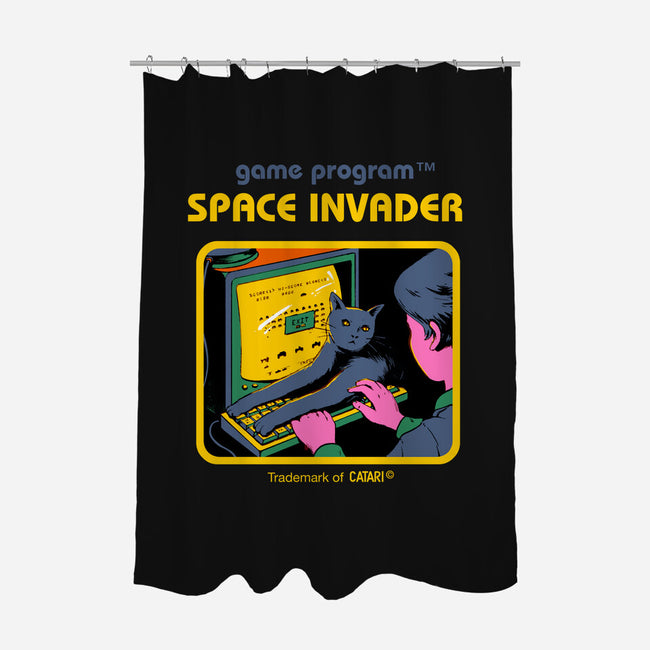 Space Invader-none polyester shower curtain-Mathiole