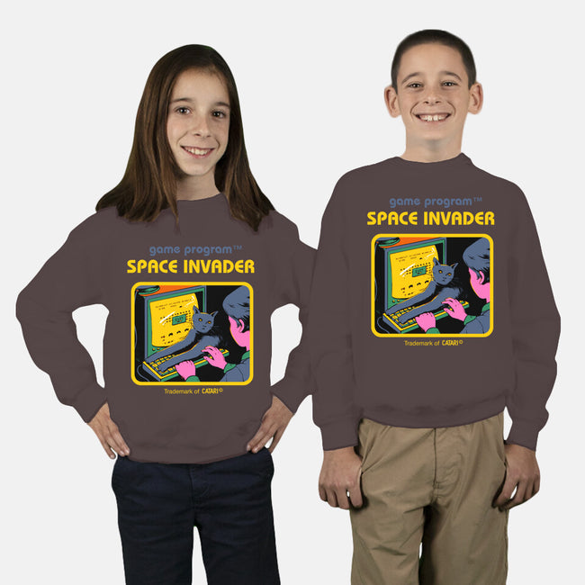 Space Invader-youth crew neck sweatshirt-Mathiole