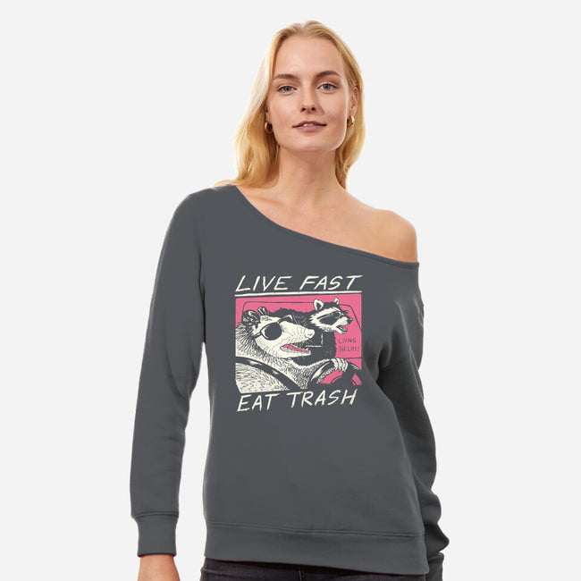 Fast Trash Life-womens off shoulder sweatshirt-vp021