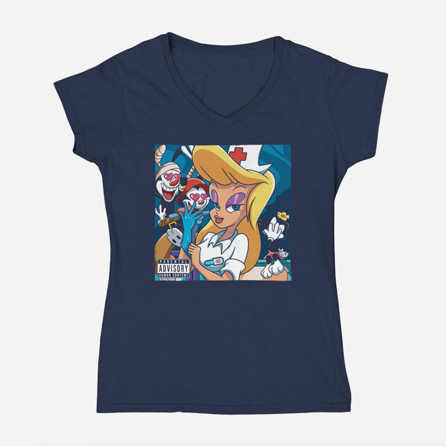 Nurse 182-womens v-neck tee-Angel Rotten