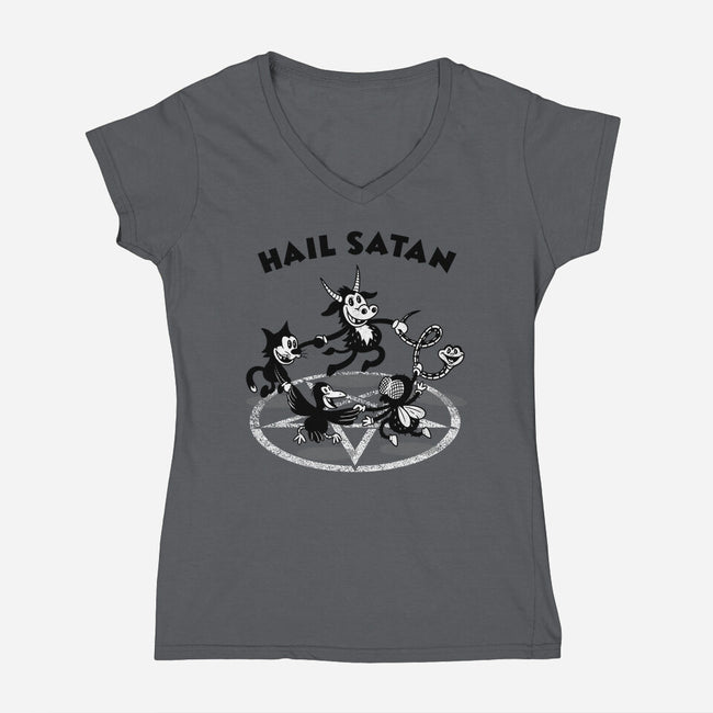 Hail Satan-womens v-neck tee-Paul Simic