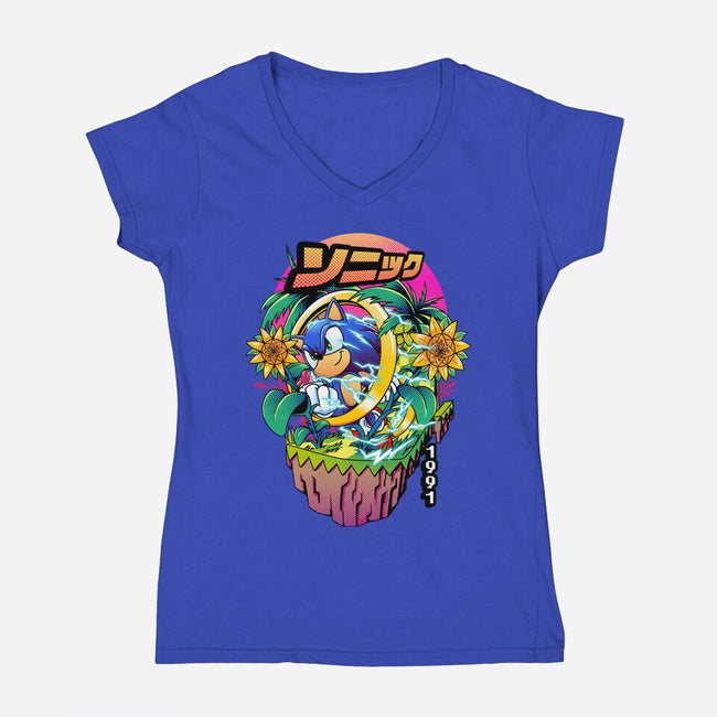 Sonic Speed-womens v-neck tee-iqbalgarint