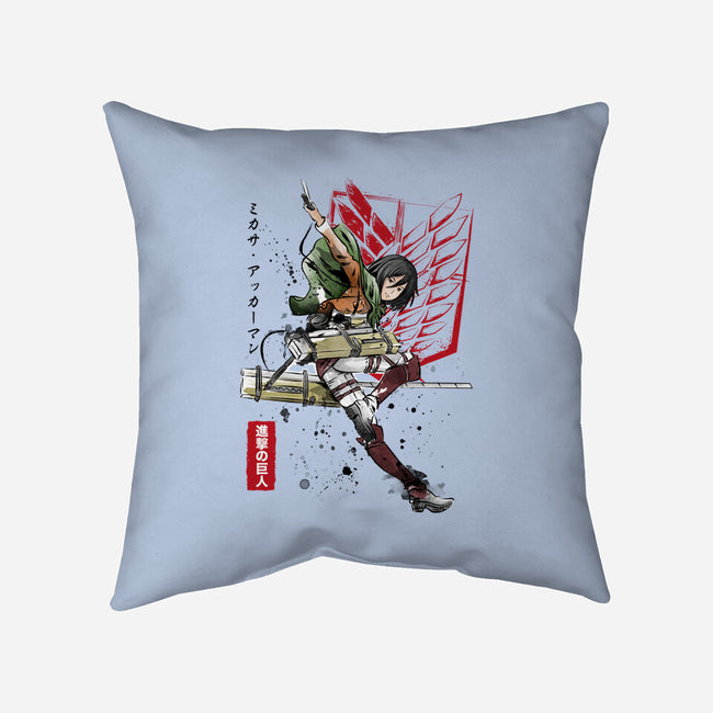 Soldier Mikasa-none removable cover throw pillow-DrMonekers