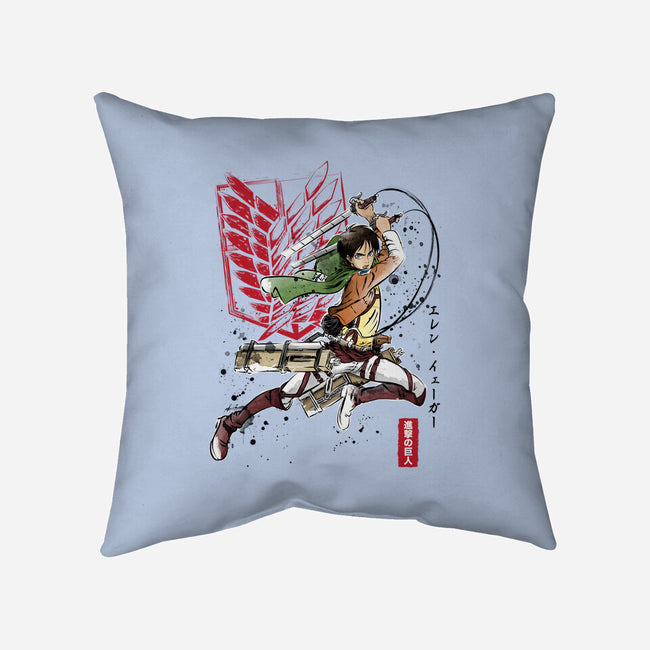 Soldier Eren-none removable cover w insert throw pillow-DrMonekers