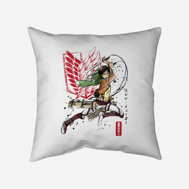 Soldier Eren-none removable cover w insert throw pillow-DrMonekers