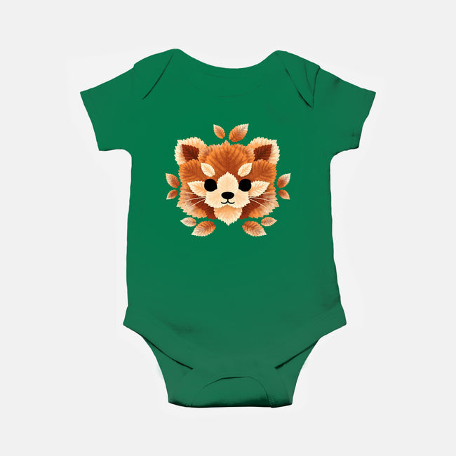 Red Panda Of Leaves-baby basic onesie-NemiMakeit