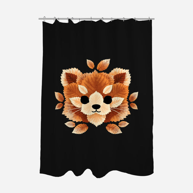 Red Panda Of Leaves-none polyester shower curtain-NemiMakeit