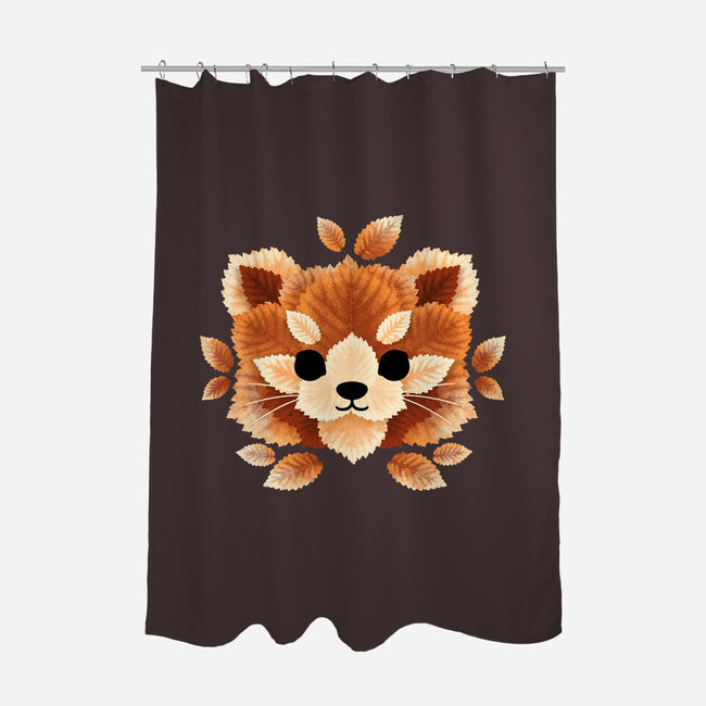 Red Panda Of Leaves-none polyester shower curtain-NemiMakeit