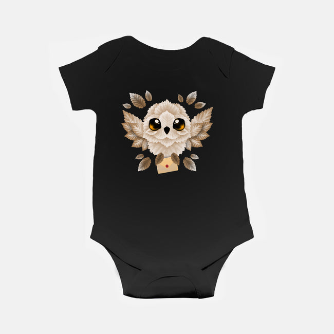 Owl Mail Of Leaves-baby basic onesie-NemiMakeit