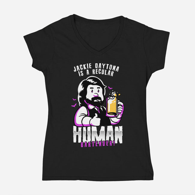 Regular Human Bartender-womens v-neck tee-estudiofitas