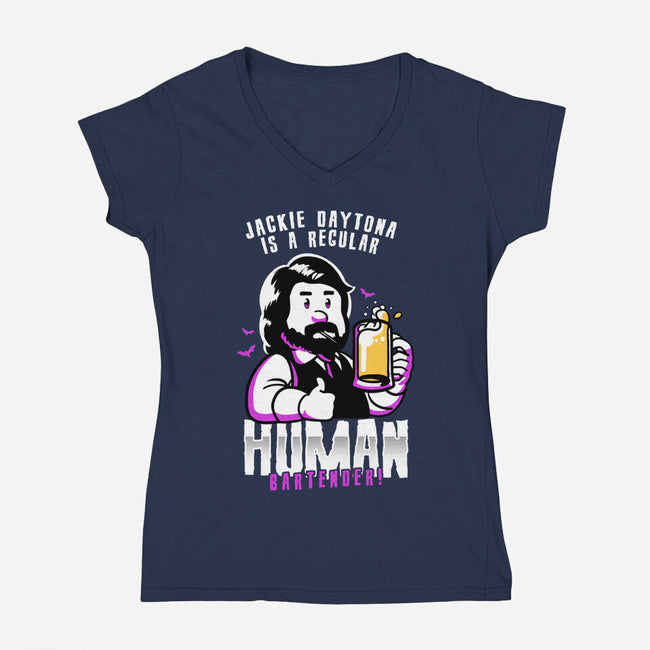 Regular Human Bartender-womens v-neck tee-estudiofitas