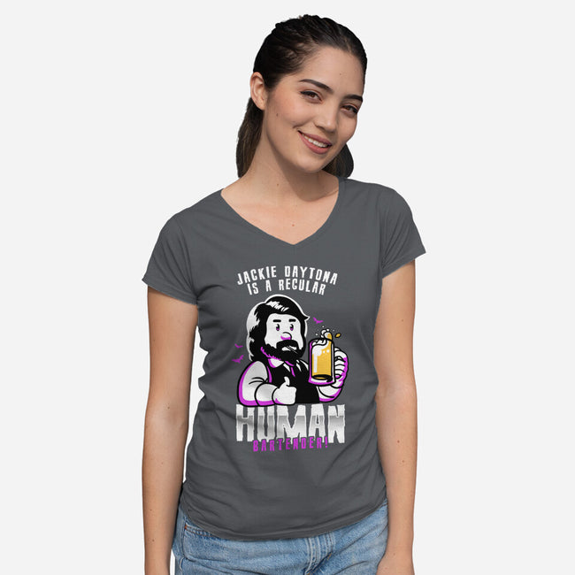 Regular Human Bartender-womens v-neck tee-estudiofitas