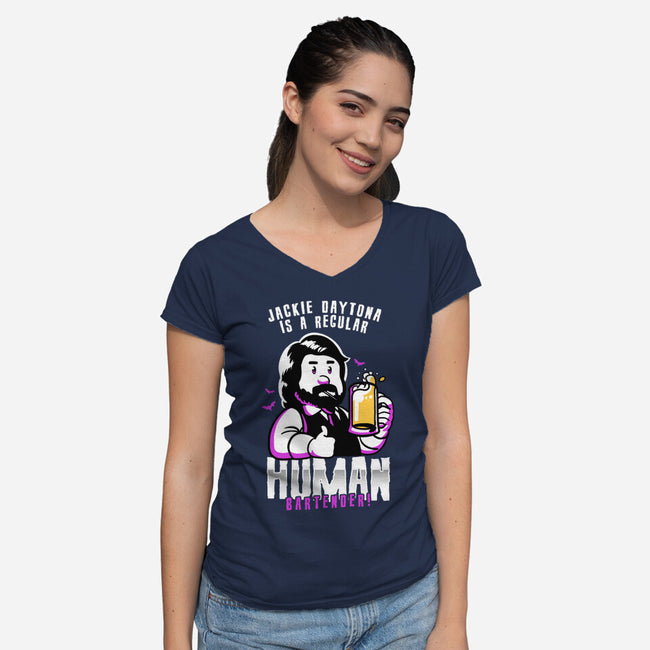 Regular Human Bartender-womens v-neck tee-estudiofitas