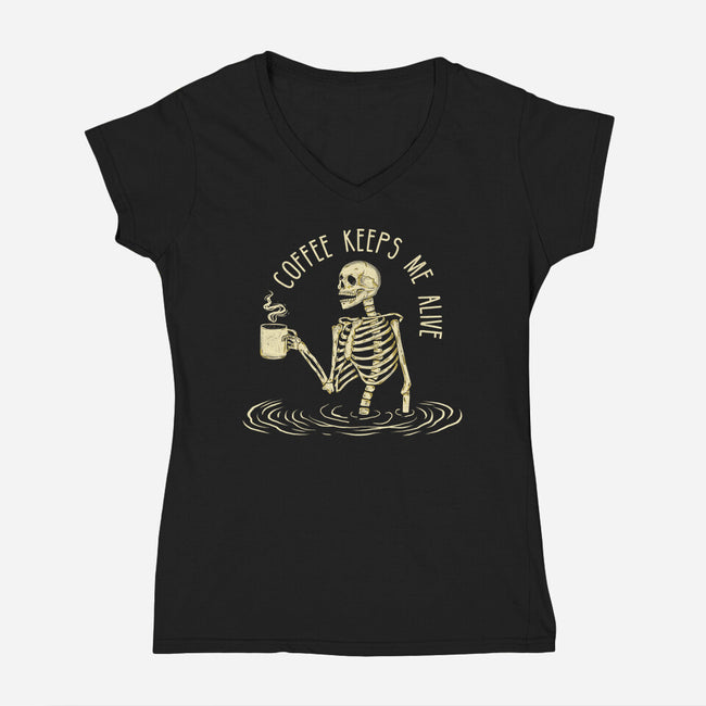 Coffee Keeps Me Alive-womens v-neck tee-Wookie Mike