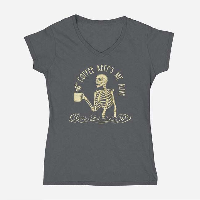 Coffee Keeps Me Alive-womens v-neck tee-Wookie Mike