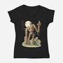 The Robot In The Sky-womens v-neck tee-saqman