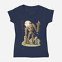The Robot In The Sky-womens v-neck tee-saqman
