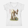 The Robot In The Sky-womens v-neck tee-saqman