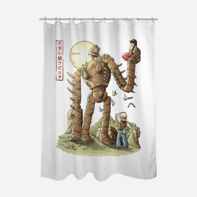 The Robot In The Sky-none polyester shower curtain-saqman