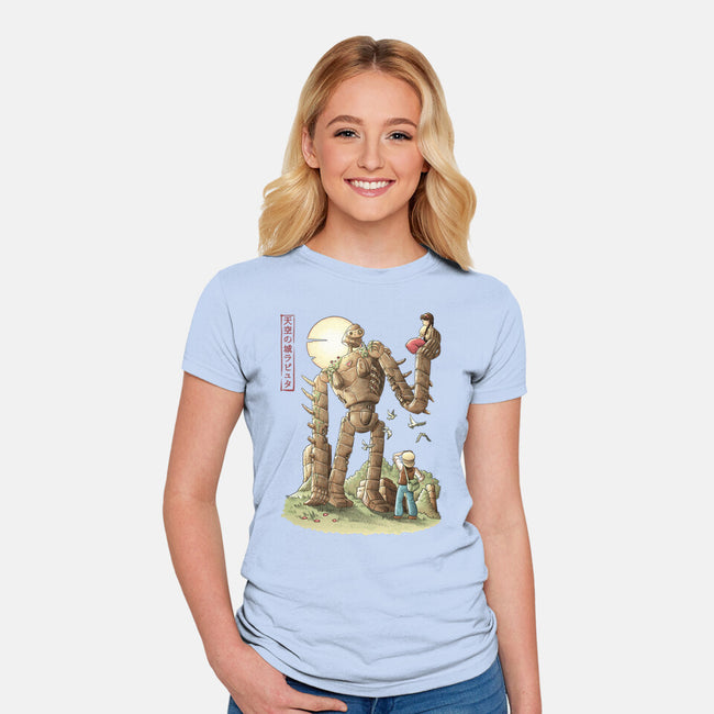 The Robot In The Sky-womens fitted tee-saqman