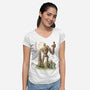 The Robot In The Sky-womens v-neck tee-saqman