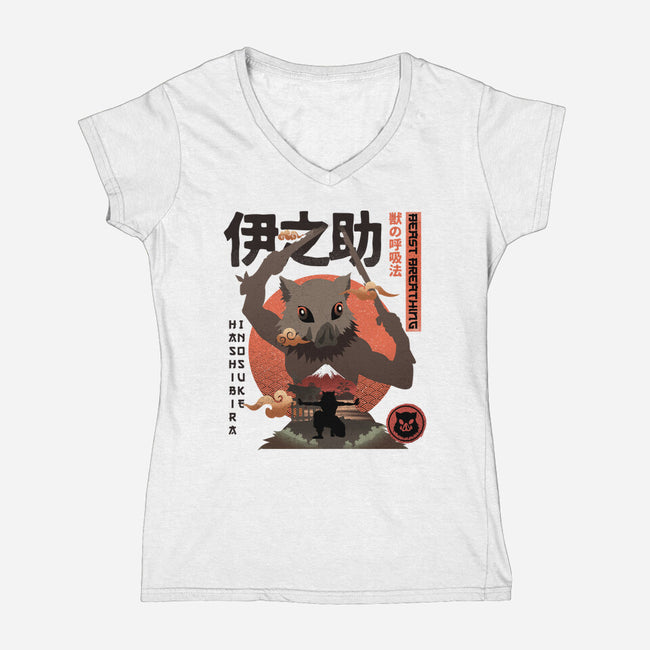 Beast Breathing-womens v-neck tee-hirolabs